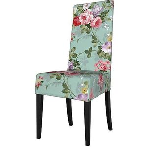 KemEng Vintage elegante roze rode rozen patroon, stoelhoezen, stoelbeschermer, stretch eetkamerstoelhoes, stoelhoes voor stoelen