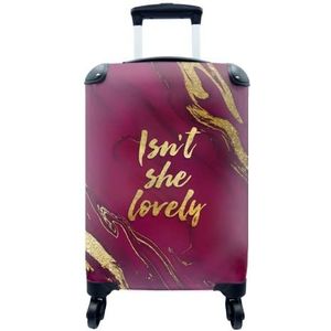 MuchoWow® Koffer - Lovely - Goud - Roze - Marmer - Past binnen 55x40x20 cm en 55x35x25 cm - Handbagage - Trolley - Fotokoffer - Cabin Size - Print