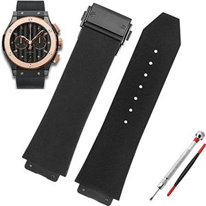 horlogebandje lingling horlogeband compatibel met siliconen 25 * 19 mm herenhorlogeketting horlogeaccessoires rubberen horlogearmbandketting (Color : 25 19mm_Striped blackblack)