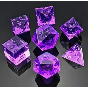 Bescon Crystal Clear (Unpainted) Sharp Edge DND Dice Set of 7, Razor Edged Polyhedral D&D Dice Set for Dungeons and Dragons Role Playing Games, Lavandar Color