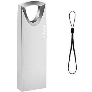 USB-Stick 64 GB, Slanke Waterdichte Flash Drive Voor School, Kantoor, Auto, PC, Laptop (Zilver)