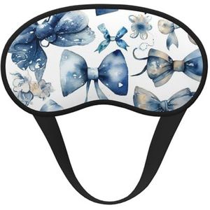 Slaapoogmasker voor dames en heren, zacht, comfortabel slaapmasker, verduisterend, slaapoogbedekking voor reizen, yoga, dutje ploegenwerk, een set blauwe strikken