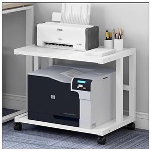Tafel voor Printer Printerkastje 2-laags Printerstandaard Met Wielen Printerwagen Desktopprintertafel Onder Bureau Printerplank Voor Thuiskantoor Printertafel Printerstandaard(White,48 * 38 * 45cm)