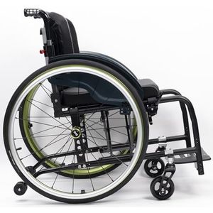 Lichtgewicht sportrolstoel voor volwassenen, draagbare opvouwbare zelfrijdende handmatige rolstoel, aluminiumlegering, all-terrain (groen, 42 cm)