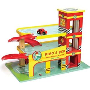 Le Toy Van Speelset Autogarage Dino's Rood - Hout