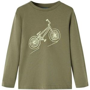 Kindershirt met lange mouwen 128 kakikleurig, kinderkleding, jongenskleding, hippe kinderkleding, kinderkled, meisjeskleding, leuke kinderkleding