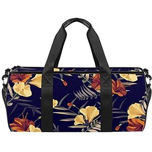 Reizen strandtassen, grote sport gym overnachting duffle tropische zwarte bloemenprint schoudertas met droge natte zak