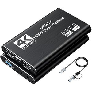 XIIXMASK Video Capture Card, Audio Video Capture Card, USB 3.0 Capture Card 4KHDMI Loop-Out, 1080P 60FPS/2K 30FPS Video Game Capture for Streaming Works for PS5/Switch/Camera/PC/OBS(Black)