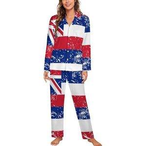 Hawaii Retro Vlag Lange Mouw Pyjama Sets Voor Vrouwen Klassieke Nachtkleding Nachtkleding Zachte Pjs Lounge Sets