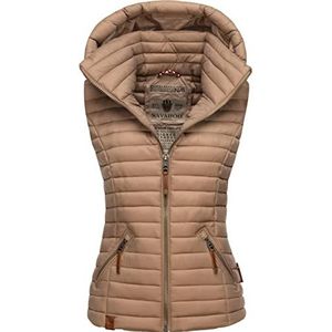 Navahoo Shadaa overgangsjas voor dames, licht gewatteerd vest met afneembare capuchon, XS-3XL, Taupe grijs, L