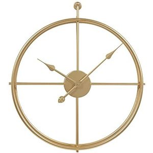 LW Collection Wandklok Alberto goud 52cm - Grote industriële wandklok metaal - Moderne wandklok - Stil uurwerk - Stille klok