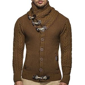 Wintertrui, Heren Herfst Winter Truien Streetwear Coltrui Gebreide(Brown,XL)