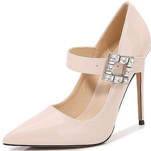 Elegante schoenen met hoge hakken met spitse teen en gespsluiting voor een modieuze look. Stijlvolle schoenen met hoge hakken met hoge hakken voor een adembenemende outfit., abrikoos, 42 EU