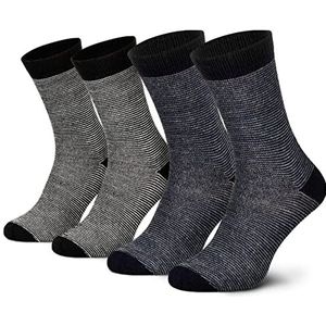 2 paar alpaca-sokken, wollen sokken voor dames en heren, gerold, ademende knuffelsokken van de fijnste wol, Zwart-marine, 39-42 EU