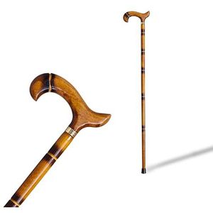 Wandelstok met steun van hout, versierd met strepen, 92 cm, zeer robuust. (613) Loopstok voor ouderen