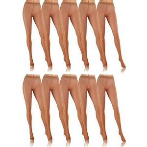 sesto senso 10 paar transparante damespanty's, 8 denier, onzichtbare panty's, 10 paar - Vision - Bruin, M