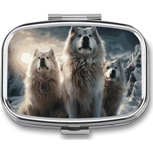 Wolf Stam Pillendoos Pil Case Leuke Pil Organizer Pil Houder Geneeskunde Pil Organizer Pil Container Dagelijkse Pil Organizer Kleine Pillendoos Pil Case voor Portemonnee Pocket