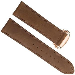 dayeer Echt lederen horlogeband voor Oris Frosted horlogekettingband met vouwgesp (Color : Brown-rosegold, Size : 20mm)