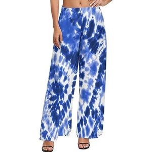 Blue Tie Dye Casual Brede Pijpen Lounge Broek Comfortabele Losse Joggingbroek Joggers Broek