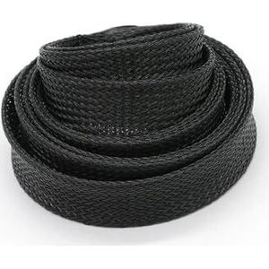 FOVAOK 1 ~ 50 m zwarte PET vlecht mouwen 2 ~ 60 mm hoge dichtheid geïsoleerde slang huid kabel wrap schede (35MM_20 METERS)