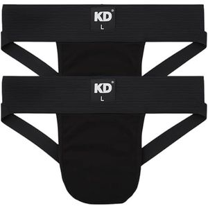 KD Willmax Jockstrap Gym Supporter van biologisch katoen - 7,6 cm tailleband, zacht en duurzaam, Zwart Pack 2, XXL