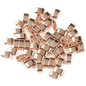 Hematiet twee gaten kralen bedels goud zilver kleur geometrisch patroon platte kralen voor het maken van Boheemse ketting armbanden-licht rose goud-5x5x2mm 70st