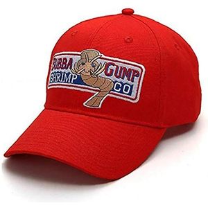 Zonfer Verstelbare Bubba Gump Shrimp baseballpet, geborduurde snapback hardlopende caps, rood, Eén maat