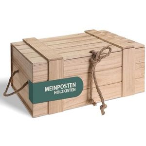 Meinposten Houten kist met deksel, schatkist, bruin, krat, 15 x 36 x 26 cm (h x b x d)