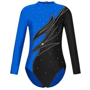 UMDGJRBW Balletpak voor kinderen, meisjes, lange mouwen, tieners, danskleding, yoga, kunstschaatsen, overall voor danswedstrijden, bodysuit (blauw, 16)