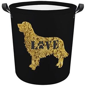 Golden Retriever Liefde Hond Poot Grappige Wasmanden Met Handvatten Waterdichte Opvouwbare Kleding Hampers Opslag Bin Organizer