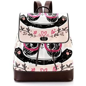 Panda hart blad gepersonaliseerde schooltassen boekentassen voor tiener, Meerkleurig, 27x12.3x32cm, Rugzak Rugzakken