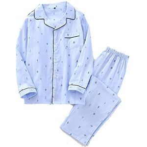 TKOLYDEO Katoenen nachtkleding voor heren, modieuze pyjama, comfortabele zachte pyjama's, sets met lange mouwen en broek, pyjama, loungepak, roze, M