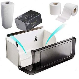 Hangende dubbele Toiletrolhouder voor 2 Wc Rollen of 1 Keukenrol - Montage zonder boren - Toiletrolhouder met leg plankje - Toiletpapier houder - Wc papier houder - Wc Rolhouder / Toilet rol houder / Keukenrol houder - Decopatent