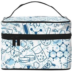 Cartoon Blue Chemistry, make-up tas cosmetische tas draagbare reizen toilettas etui, zoals afgebeeld, Eén maat