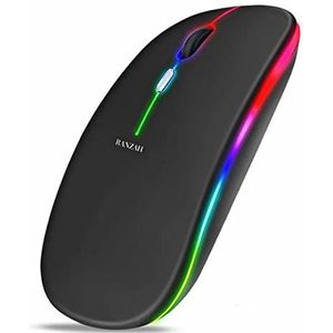 Ranzah Draadloze muis, LED-muis oplaadbare en geruisloze Bluetooth-muis, 2.4G draadloze computermuis, 800/1200/1600 DPI, draadloze muis voor laptop pc, Mac, iPad
