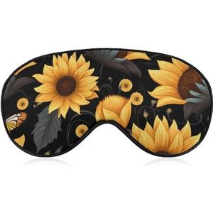 Vlinder zonnebloem slaapmasker lichtgewicht oogmasker om te slapen met verstelbare riem voor mannen vrouwen