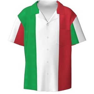 OdDdot Italië Vlag Print Heren Button Down Shirt Korte Mouw Casual Shirt voor Mannen Zomer Business Casual Jurk Shirt, Zwart, 4XL