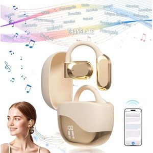M62 vertaal-hoofdtelefoon, draadloze vertaaltingshoofdtelefoon, bluetooth-translator, oordopjes, 144 talen vertaling, real-time vertaling, voor reizen en leren, M62 beige