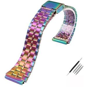 WAHRE Retro Kleine Vierkante Metalen Horlogeband Geschikt For Casio A158WA A168 / A159 / A169 / B650 / AQ230 Roestvrijstalen Armband 18 Mm (Color : B Multicolored, Size : 18mm)