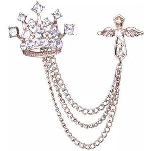 Dames Broche Vintage Crystal Crown Vrouwelijke Corsage Kruis Kwastje Pin Broche Broche Mannen Pak Kraag Knop Pin, Eén maat, Metaal