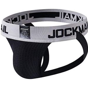 JOCKMAIL Heren Jockstrap Athletic Supporter Ondergoed Heren Sport Jock Strap Slip, Zwart, M