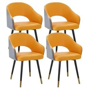 Keukeneetkamerstoelen Set van 4 vrijetijdsstoelen met moderne accenten, duurzaam leer, gevoerde loungestoel met hoge rugleuning en zachte zitting