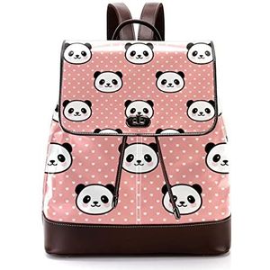 Panda roze schattige gepersonaliseerde schooltassen boekentassen voor tiener, Meerkleurig, 27x12.3x32cm, Rugzak Rugzakken