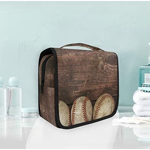 Hangende opvouwbare toilettas oude honkbal hout make-up reisorganisator tassen tas voor vrouwen meisjes badkamer