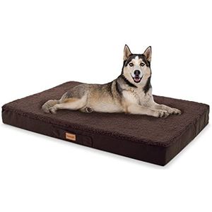 Brunolie Balu Hondenbed - Wasbaar, Orthopedisch en Anti-slip, Knuffelig Hondenkussen met Ademend Traagschuim, Made in Europe, Donkerbruin, Maat L, 00 x 65 x 10cm