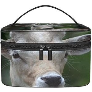 Herten patroon make-up organizer tas, reismake-up tas organizer case draagbare cosmetische tas voor vrouwen en meisjes toiletartikelen, Meerkleurig, 22.5x15x13.8cm/8.9x5.9x5.4in