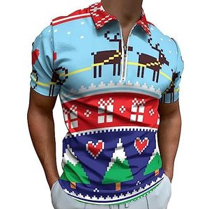 Kersttrui of trui, poloshirt voor heren, casual T-shirts met ritssluiting en kraag, golftops, slim fit
