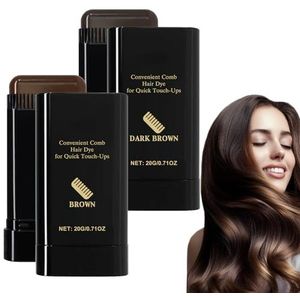 Waterdichte en zweetbestendige haarverfstick, witte haarverbergerstickkam, verbeterde draagbare haarverfstick met ingebouwde kam, 2-in-1 bijwerkkam, grijze haar-bijwerkstick (#2#3)