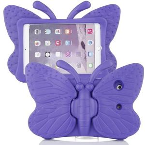 Tablet PC Case Mooie Vlinder Hoesje Compatibel met iPad 2/3/4 9.7 inch 2011/2012 release, EVA Schokbestendige Robuuste Beschermhoes Compatibel met Kinderen Lichtveilige Case Bescherming (PURPER)