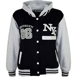 A2Z 4 Kids Uniseks Kinderen Meisjes Jongens Honkbal - NY Jacket Black 5-6